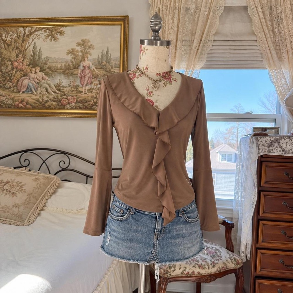 Tan fairy top Summer top ruffle